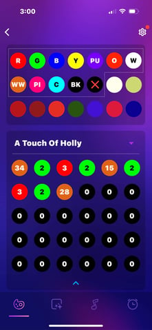 Trimlight Edge RGB color code showing a holly pattern for Christmas
