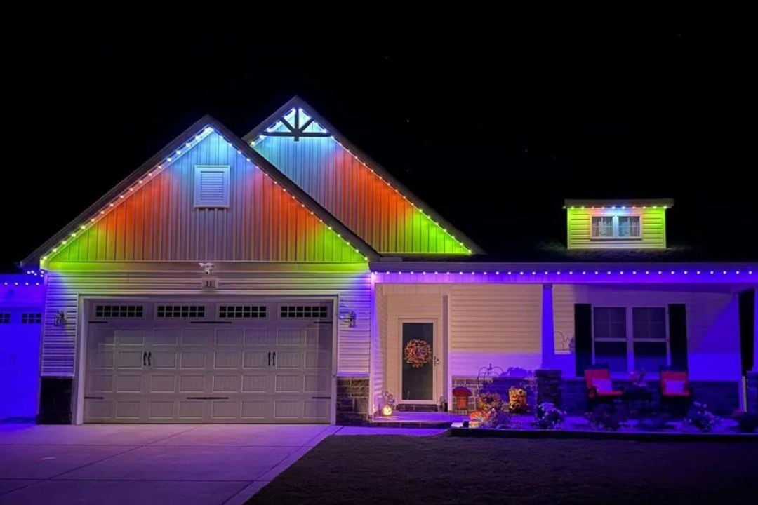 home with Trimlight's permanent holiday lights