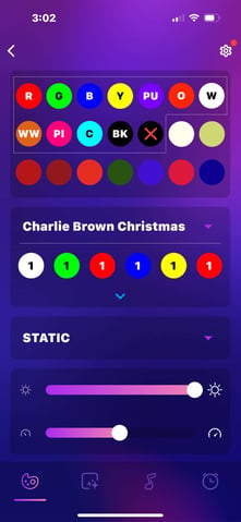 Trimlight Edge RGB color code for Charlie Brown Christmas