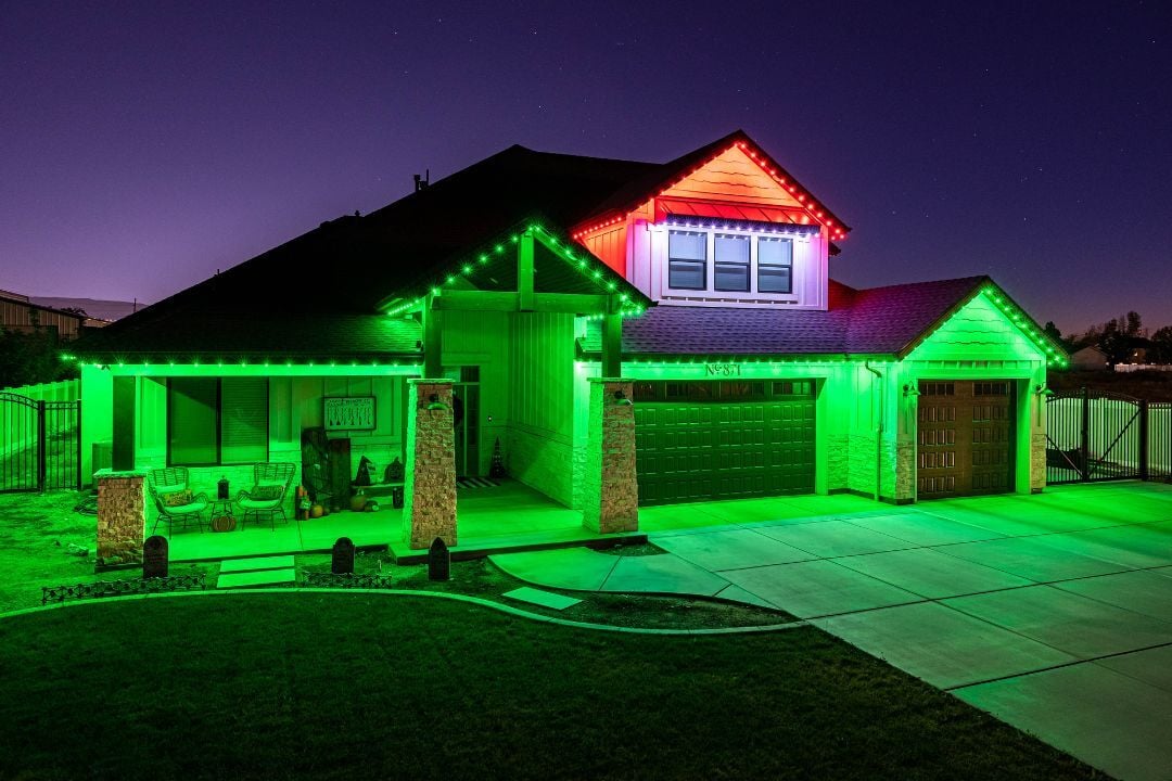 home with Trimlight's permanent LED holiday lights
