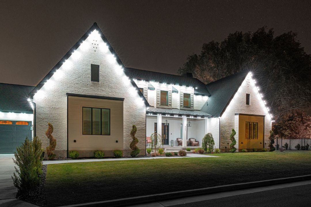 Home with Trimlight permanent outdoor LED lights