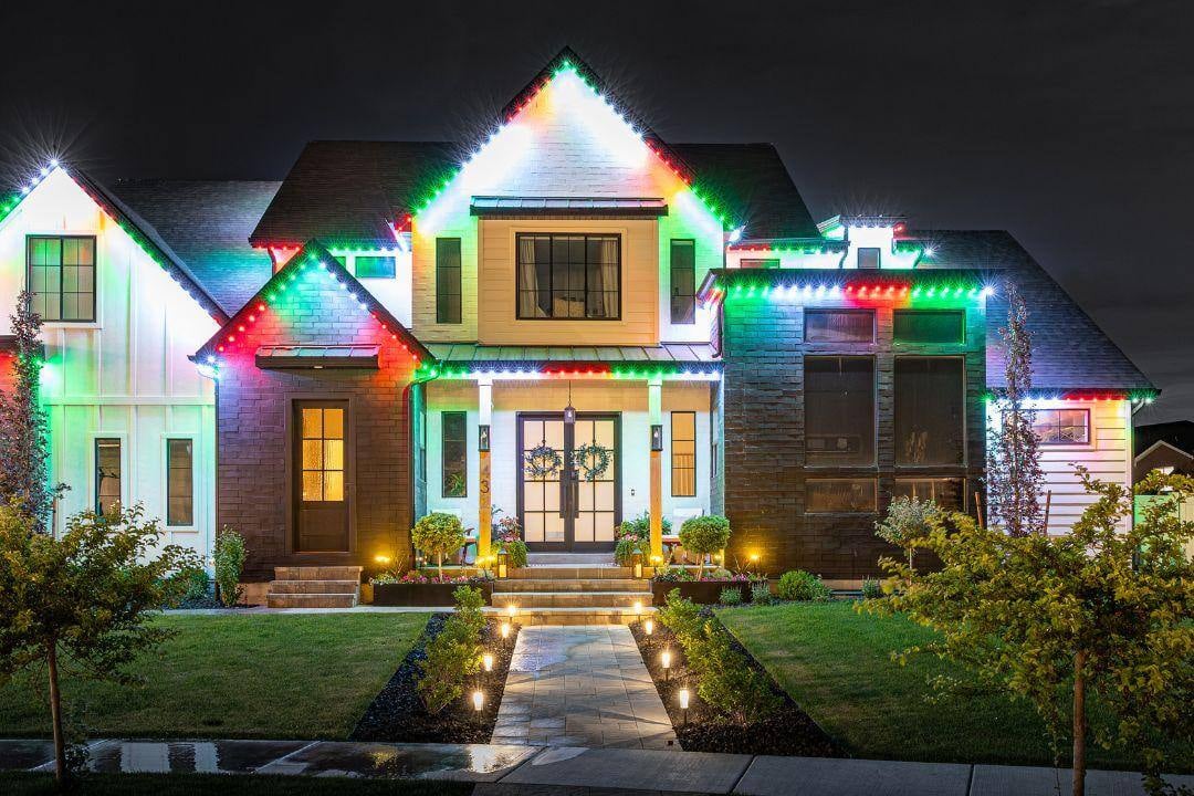 home with LED outdoor Christmas lights