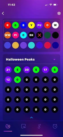 Trimlight Edge color pattern for halloween with green peaks