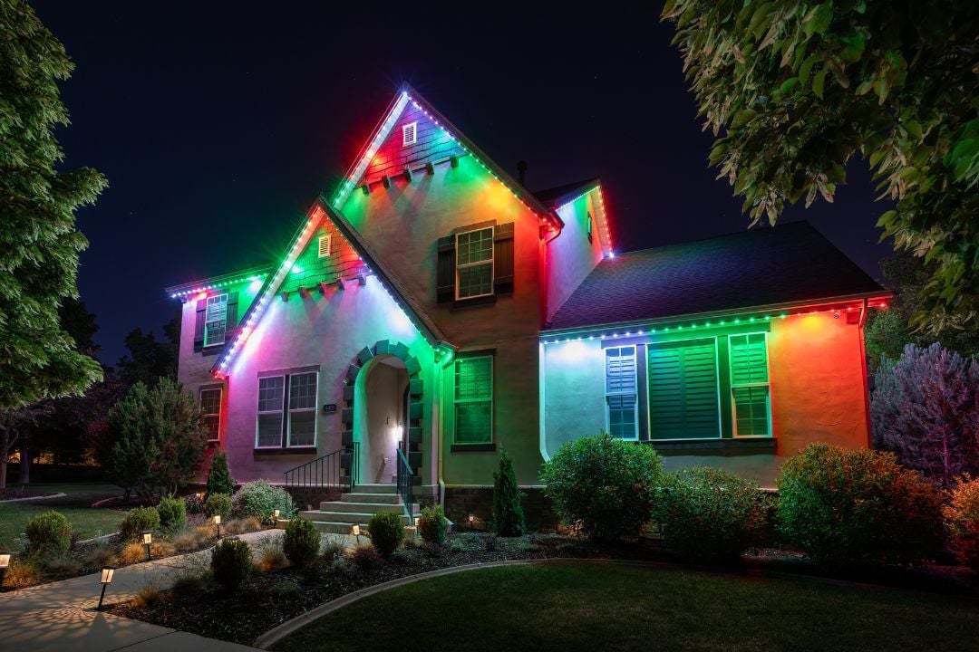 home with Trimlight's permanent Christmas lights
