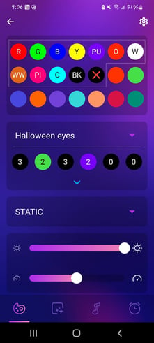 Trimlight Edge app code for spooky eyes for Halloween