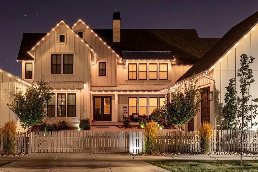 home with Trimlight's permanent holiday LED lights