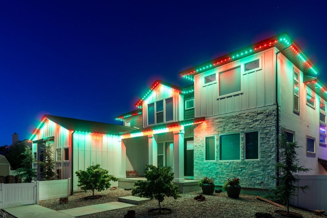 home with Trimlight's permanent LED Christmas lights