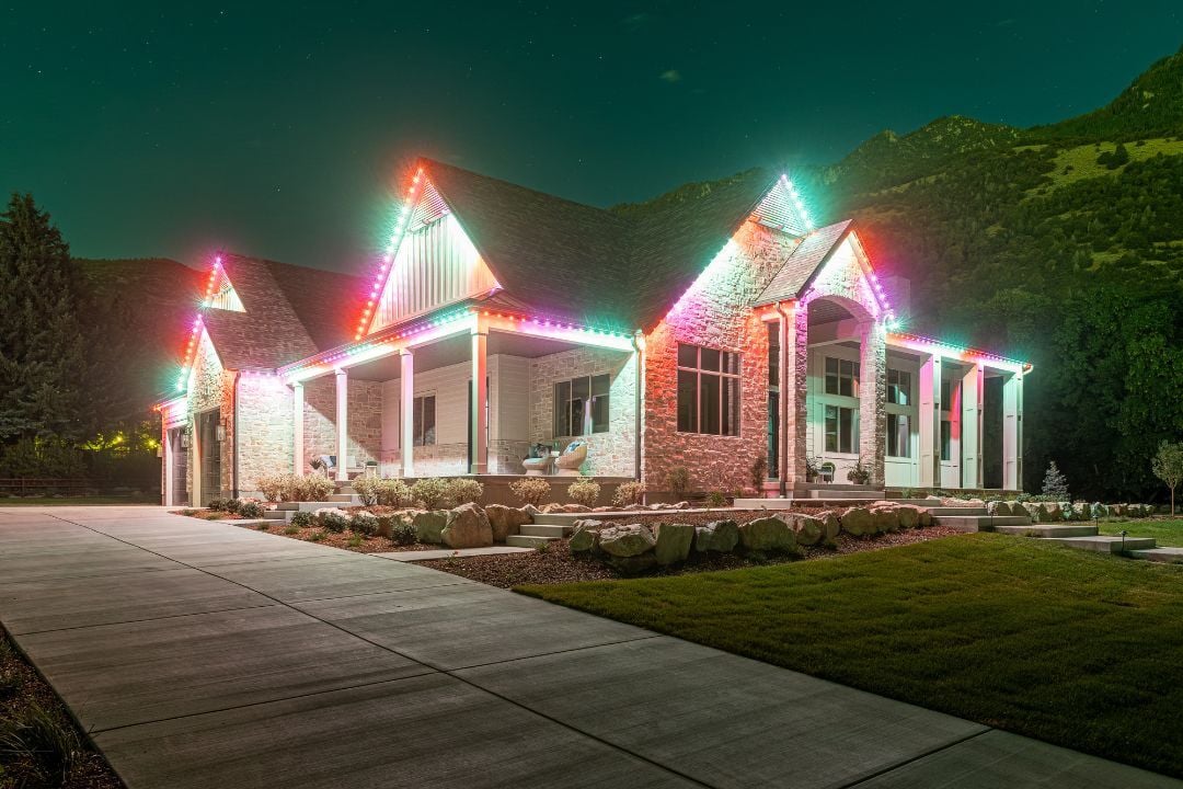 home with Trimlight's programmable Christmas lights